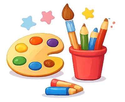 Art and creativity materials for drawing, coloring, and early expression